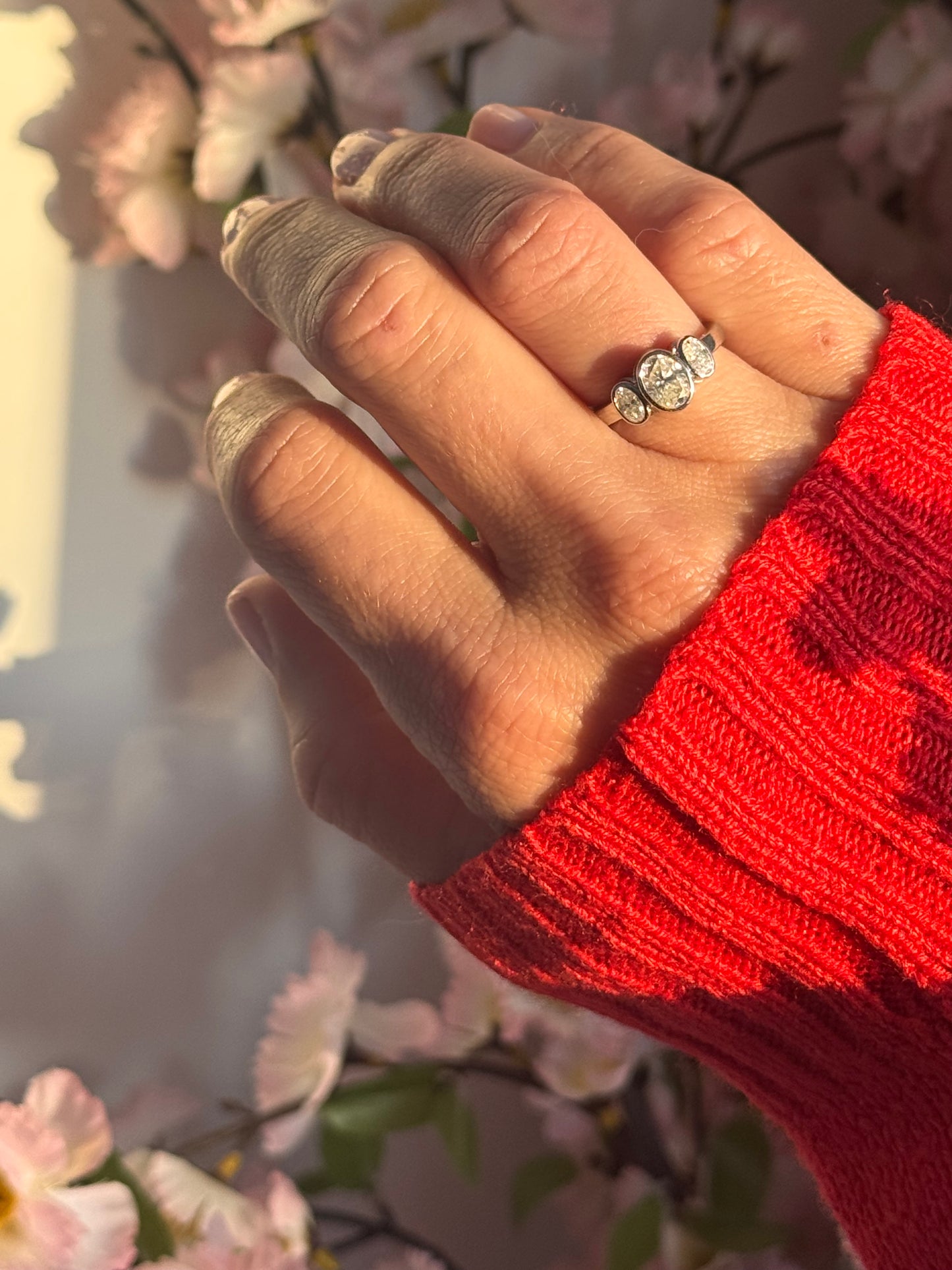 Secrets Three Stone Bezel Ring