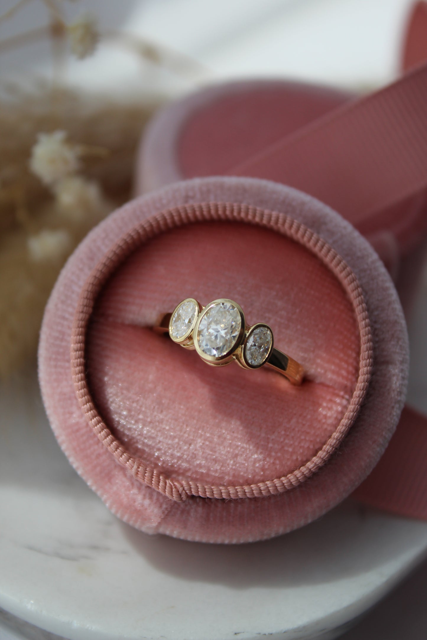 Secrets Three Stone Bezel Ring
