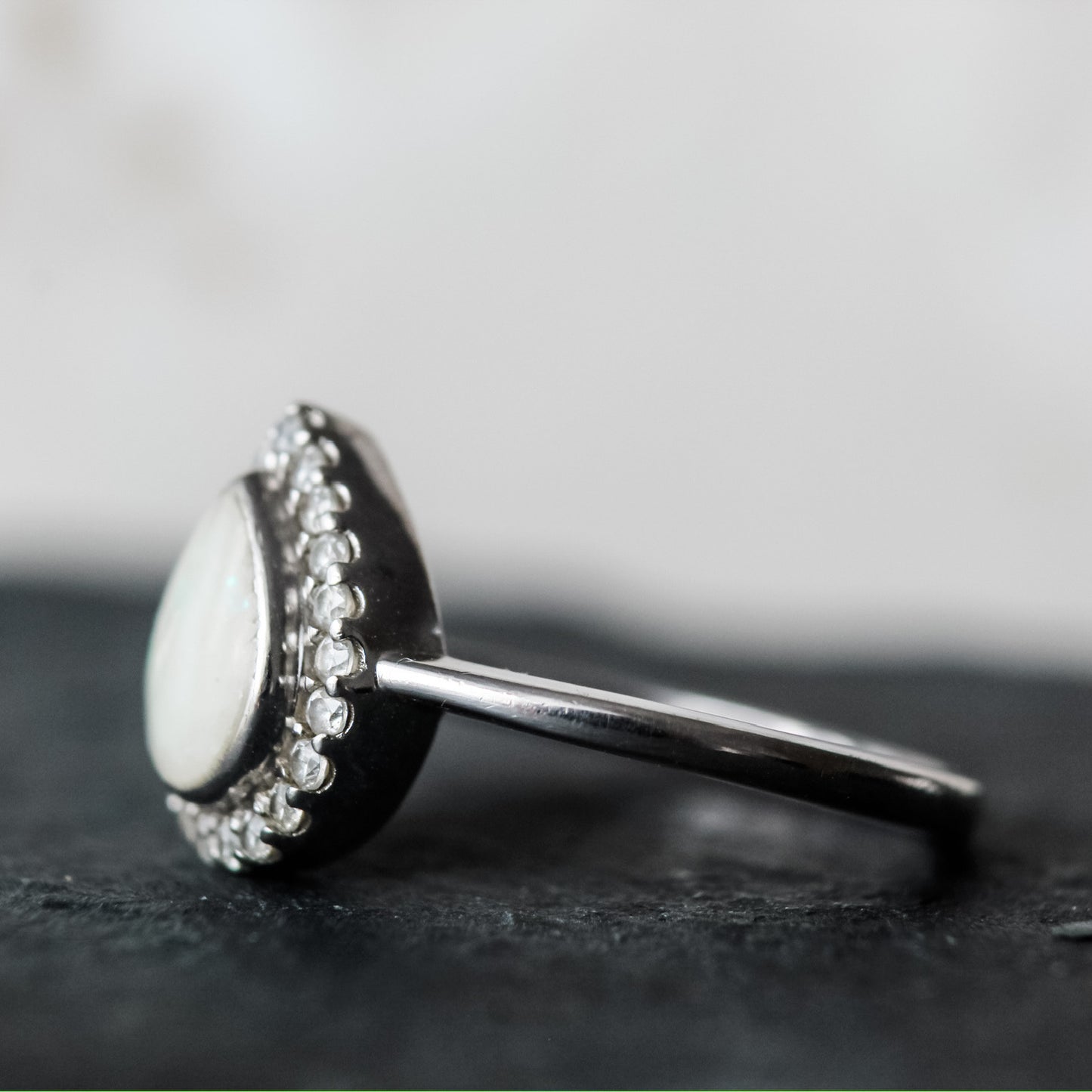 Pear Halo Ring