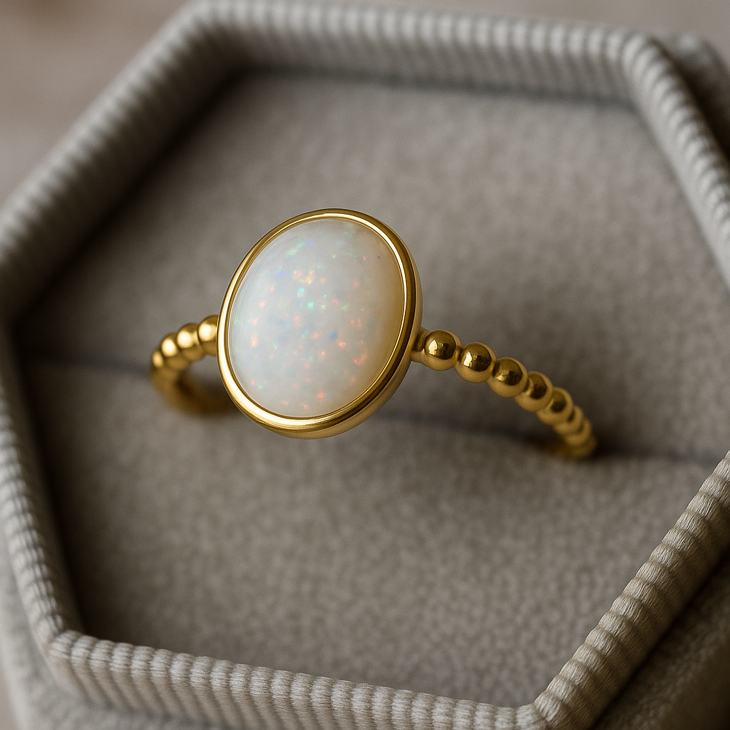 Oval Stacking Ring Yellow Gold Bobble Band