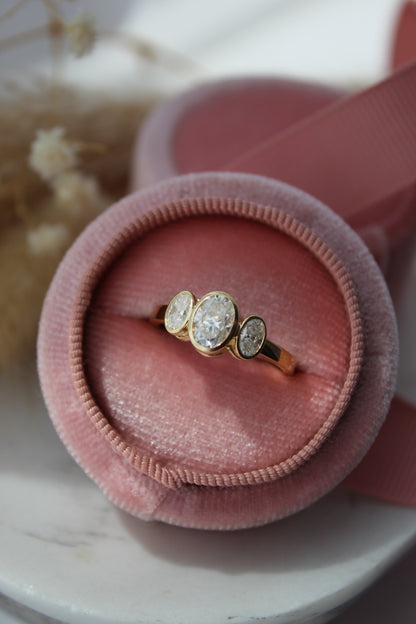Secrets Three Stone Bezel Ring