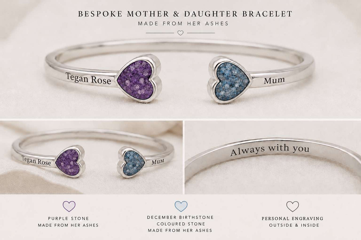 Bespoke- Double Heart Pendant- Sterling silver with engraving