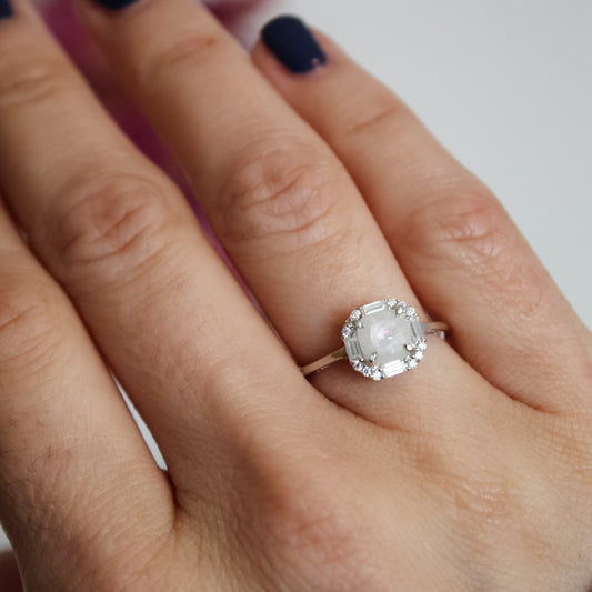 Sale Baguette Halo Hidden Inclusion Ring